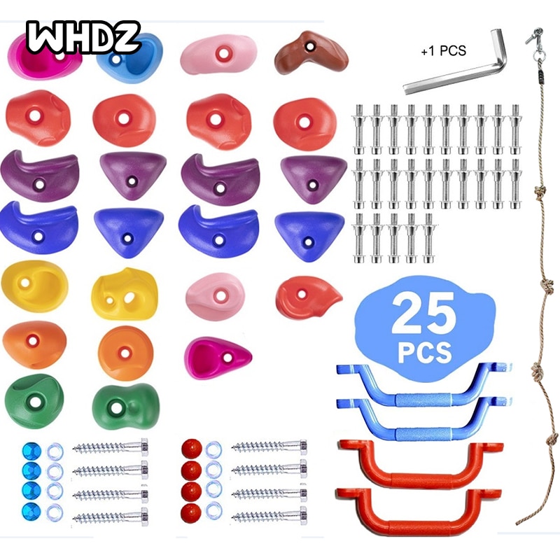25 Klettern Hält für freundlicher, Klettern Felsen für drinnen draussen einstellen, Felsen Zauberstab Griffe Bausatz und 2 Zoll Montage Hardware-