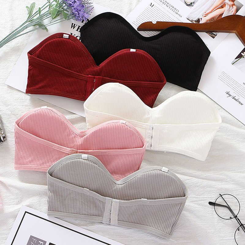 1PCs Sexy Strapless Top Women Tube Top Wrapped Bra Cropped Bandeau Top With Pad Stretchy Lingerie Girl Underwear Tube Tops