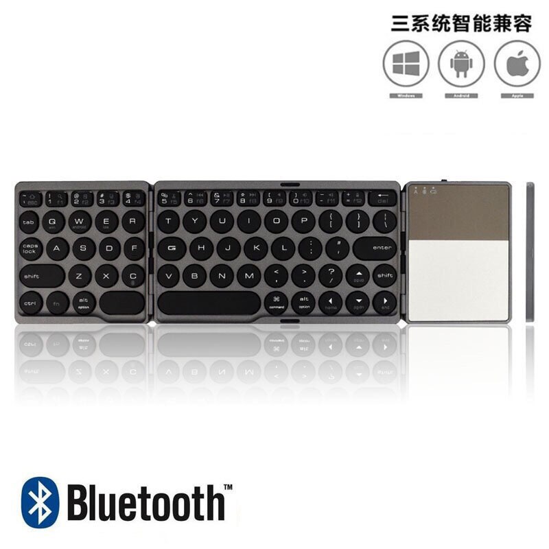 Bluetooth Keyboard Three Foldable Wireless Touch Control Keyboard Mobile Phone Tablet Mini Keyboard with Touchpad