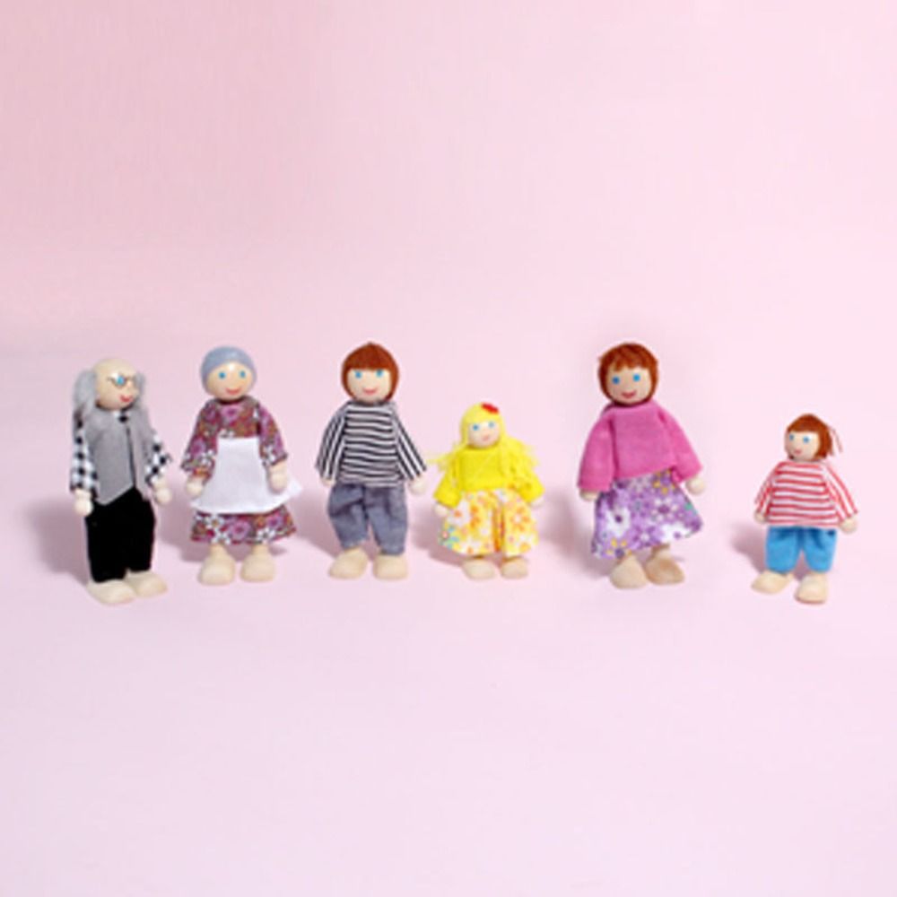 Famille de poupées en bois articulées pour jeu de rôle, ensemble de figurines multicolores, pour maison de poupée en bois: CHERRY