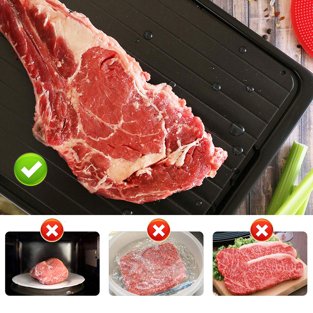 Snabb upptiningsbricka tina fryst mat kött frukt snabbupptining tallrik bräda avfrostningsbricka upptining kök prylar verktyg