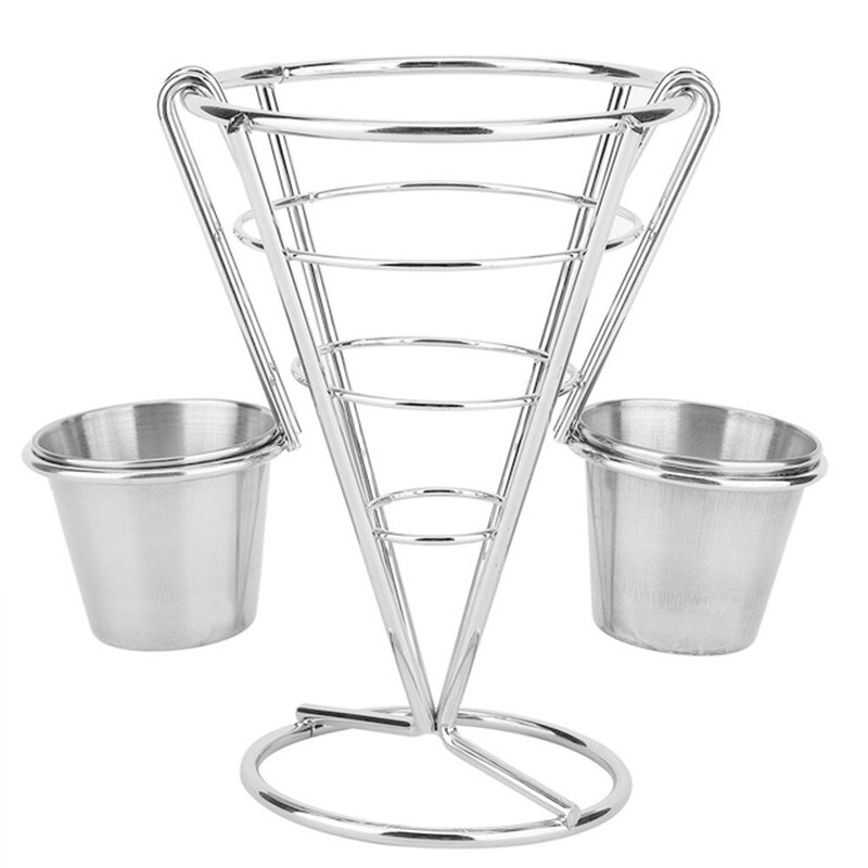 French fries stand Buffet cone snack display rack Fried chicken display rack French fries basket buffet cone snack rack: Double Cup