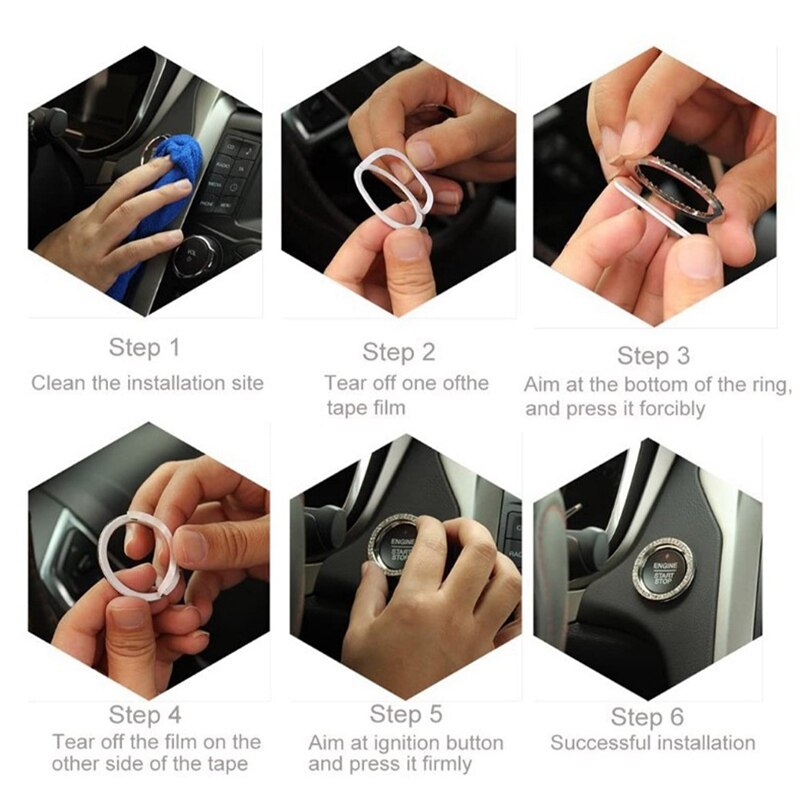 Car Ignition Button Ring Interior Stickers Universal Car Start Switch Rings Auto Decorative Circle Keys