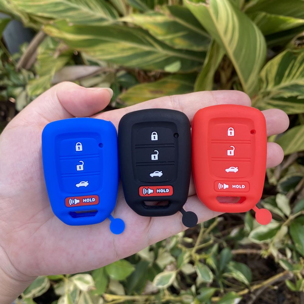 For Honda Accord CIVIC CRV Jazz HR-V HRV 4 Button Silicone Car Key Case Set Protctor Skin Shell Rubber Holder Keychain