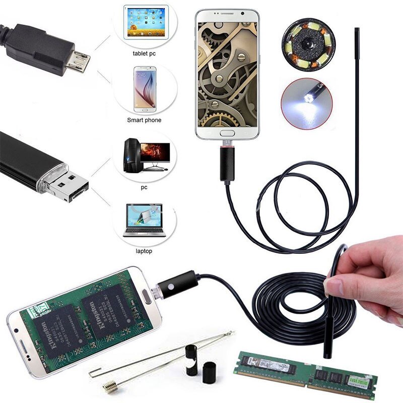 Endoscoop Oor Lepel Borescope Inspectie Foto 'S 5.5 Mm 2 In 1 Mobiele Telefoons Computers Monitoring Usb Real-Time Video