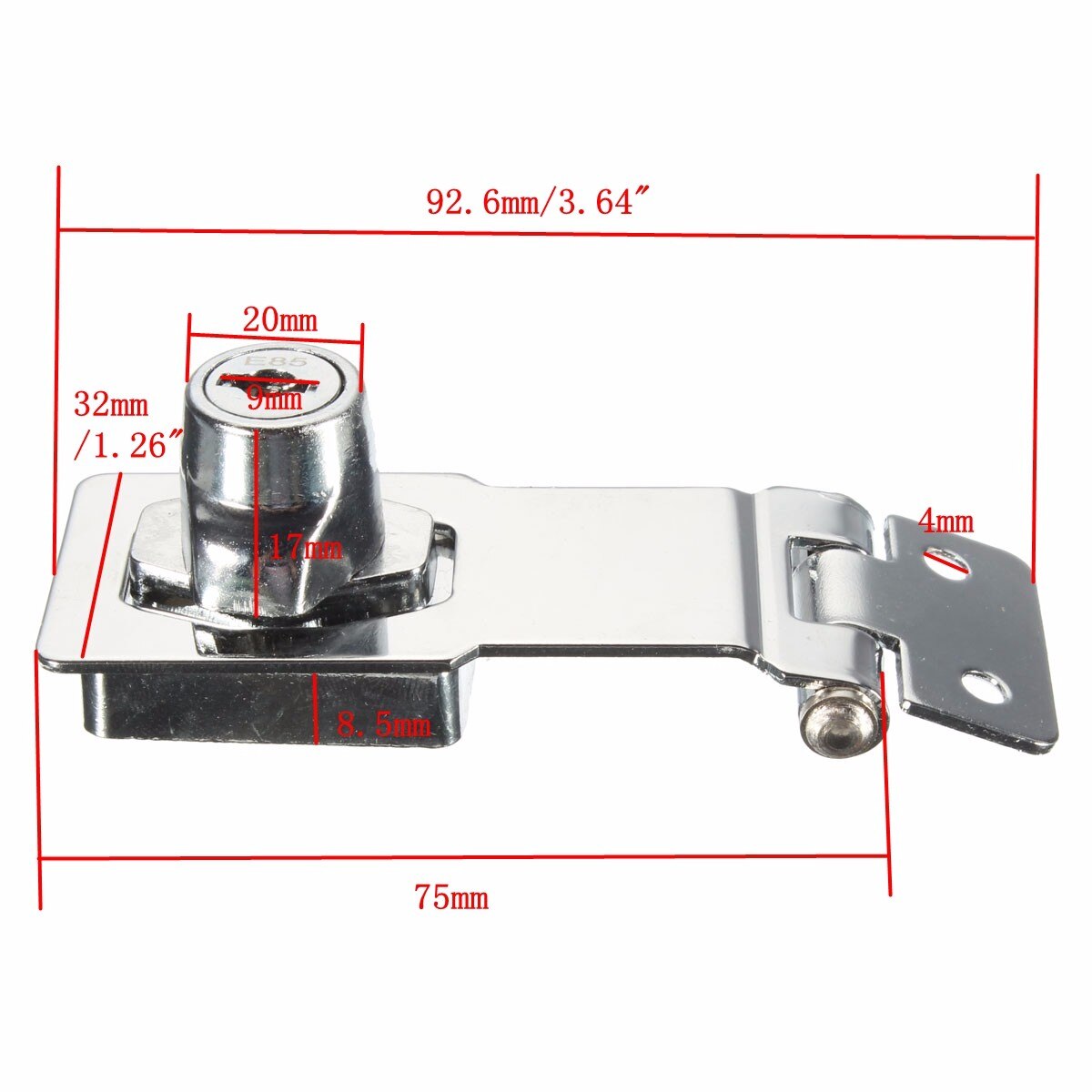 75mm/105mm Door Truck Cylinder Padlock Stainless Steel Plating Self Locking Security Hasp Staple with 2 Keys