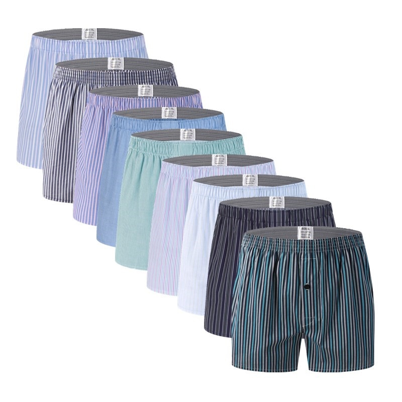Boxer pour hommes classique rayé, 10 pièces, ample tissé, flèche, culotte en coton, sous-vêtement masculin