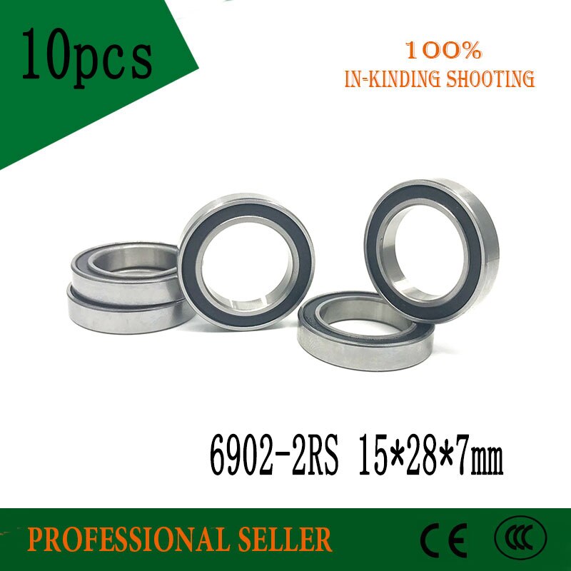 10PCS 6902-2RS 15x28x7MM Metric Thin Section Bearings 61902RS 6902 RS bike hub part