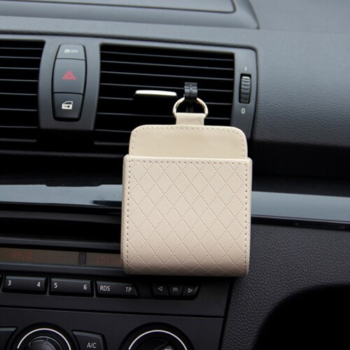 PU leather car socket vents trash can car phone seat bag storage bag for Kia Rio K2 K3 K5 K4 Cerato,Soul,Forte,Sportage R,SORENT: Beige