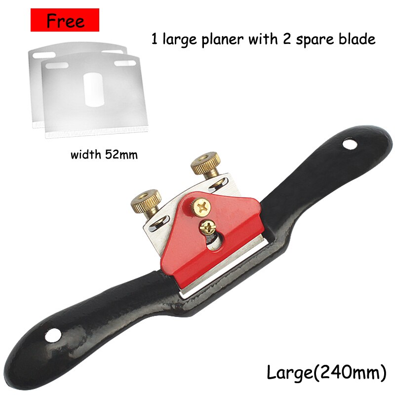Adjustable Plane Spokeshave Woodworking Hand Planer Trimming Tools 9 Inch Wood Hand Cutting Edge Chisel Tool with Screw: Large with 2 blade