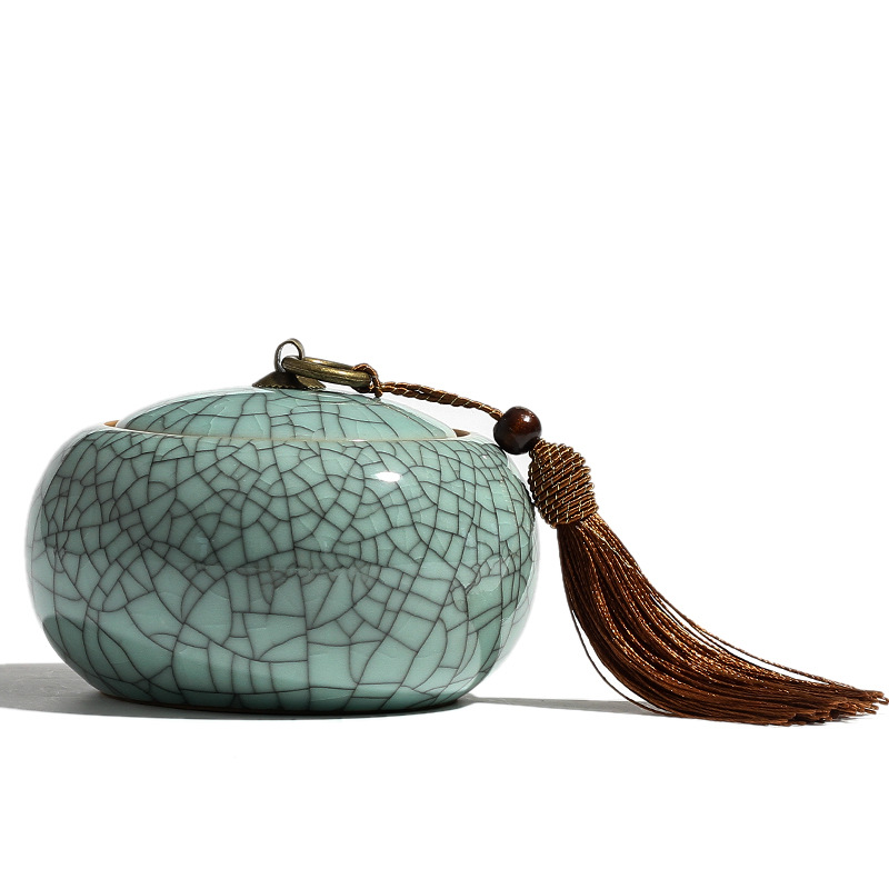 CHANSHOVA Traditional chinese style Ceramic Tea box Sealed moisture-proof Tea container China porcelain Tea storage tins C063: Small F