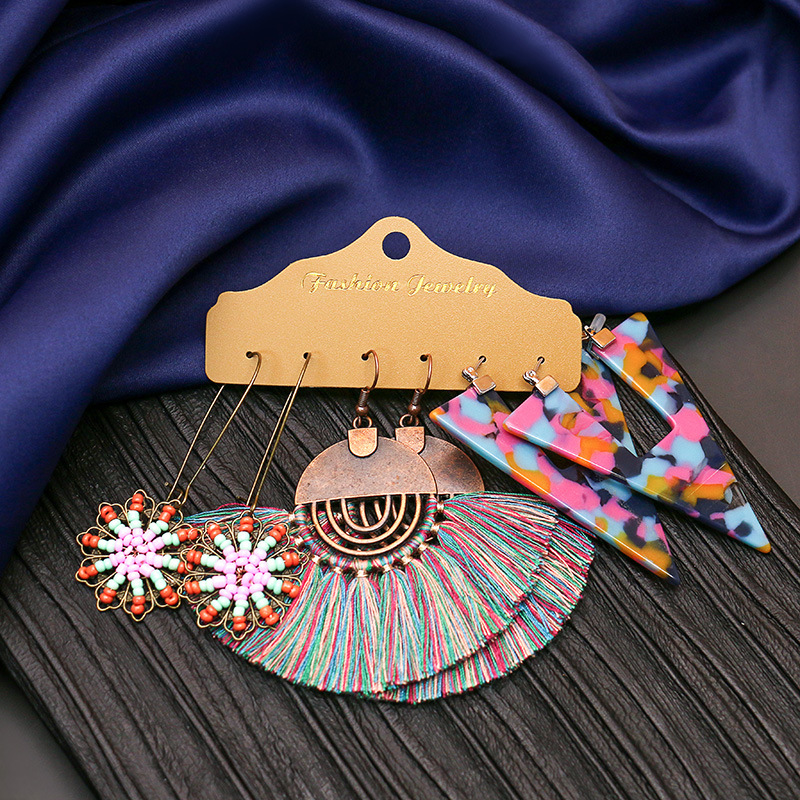 Vintage etniczne kolczyki Boho ze stopu zestaw Indian biżuteria Tassel spadek kolczyki dla kobiet kwiat biżuteria akcesoria: Style 9