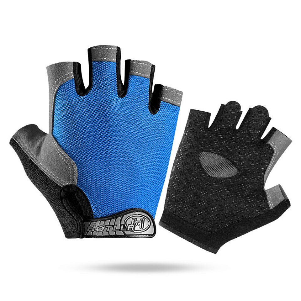 Cycling Anti-slip Anti-sweat Men Women Half Finger Gloves Breathable Anti-shock Sports Gloves MTB Bike Bicycle Glove: Blue / XL