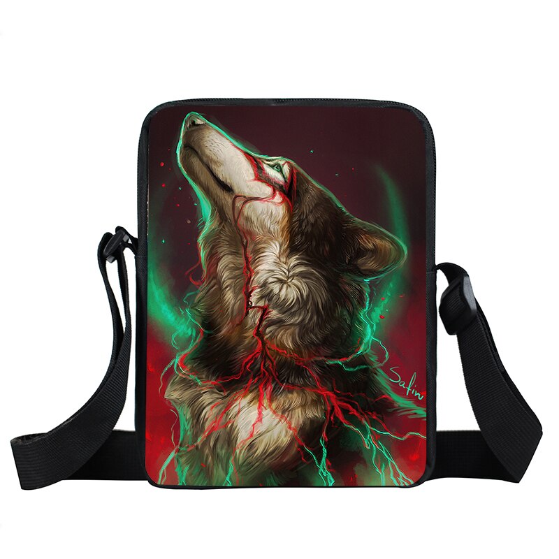 cool animal wolf print shoulder bag mens women handbag teenager boys girls mini messenger bag cute totes samll cross bags bokbag