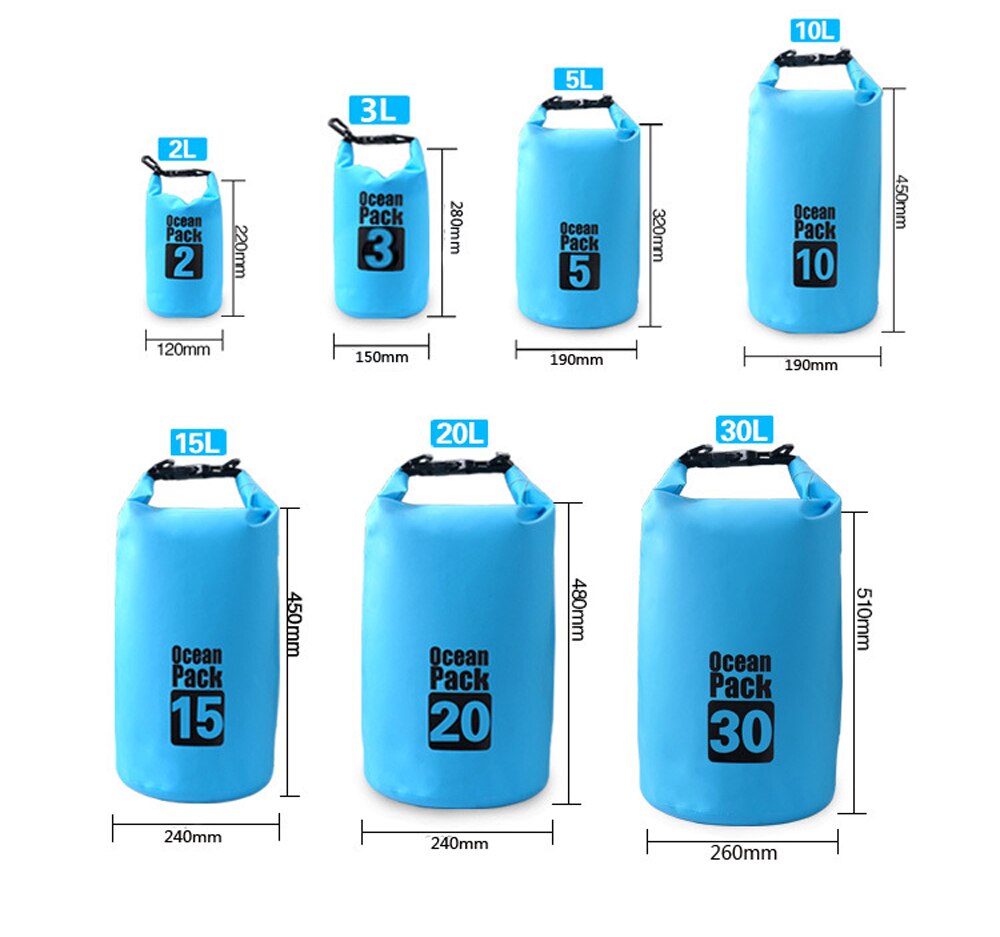 2L-30L PVC Waterproof Dry Bag Sack for Canoe Floating Boating Kayaking Camping Water Resistance