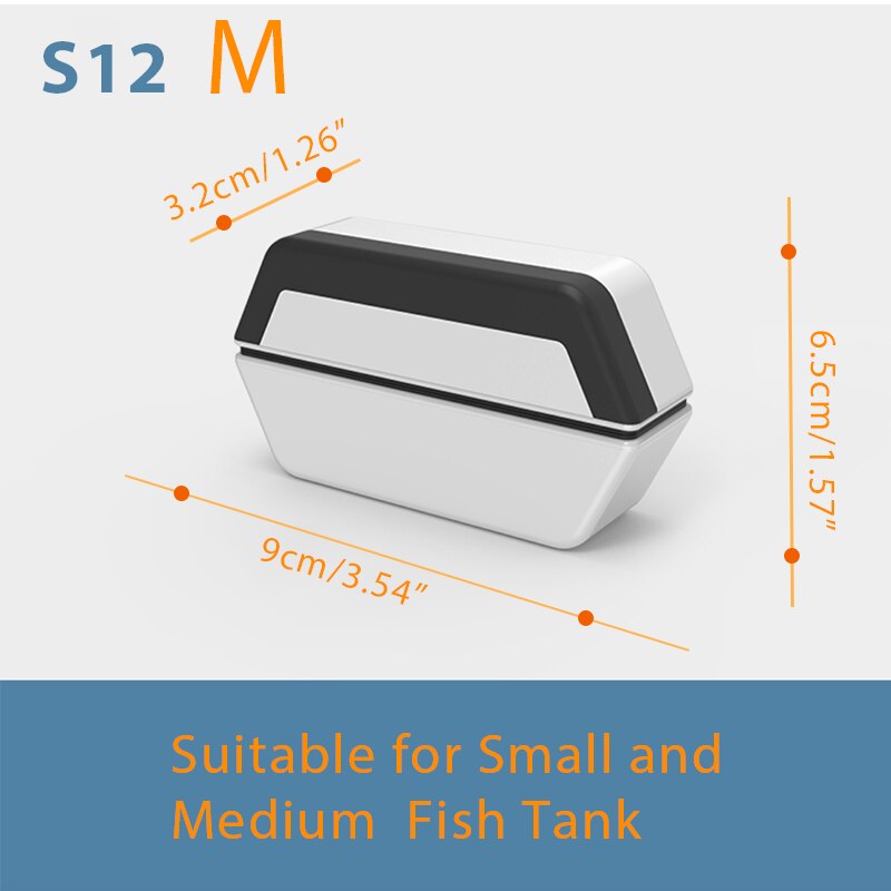 Jiyin Magnetische Aquarium Fish Tank Cleaner Fish Tank Glas Cleaner Drijvende Magneet Schoon Borstel Magnetische Cleaner Aquarium S/M /L/Xl: S12    M