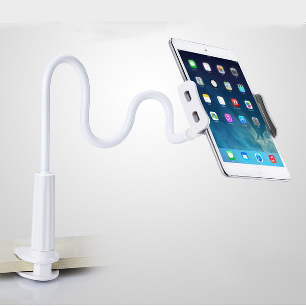 Soporte para teléfono Xnyocn Universal 360 giratorio Flexible brazo largo soporte perezoso abrazadera cama Tablet coche Selfie montaje para ipad almohadilla de teléfono: White 80 cm