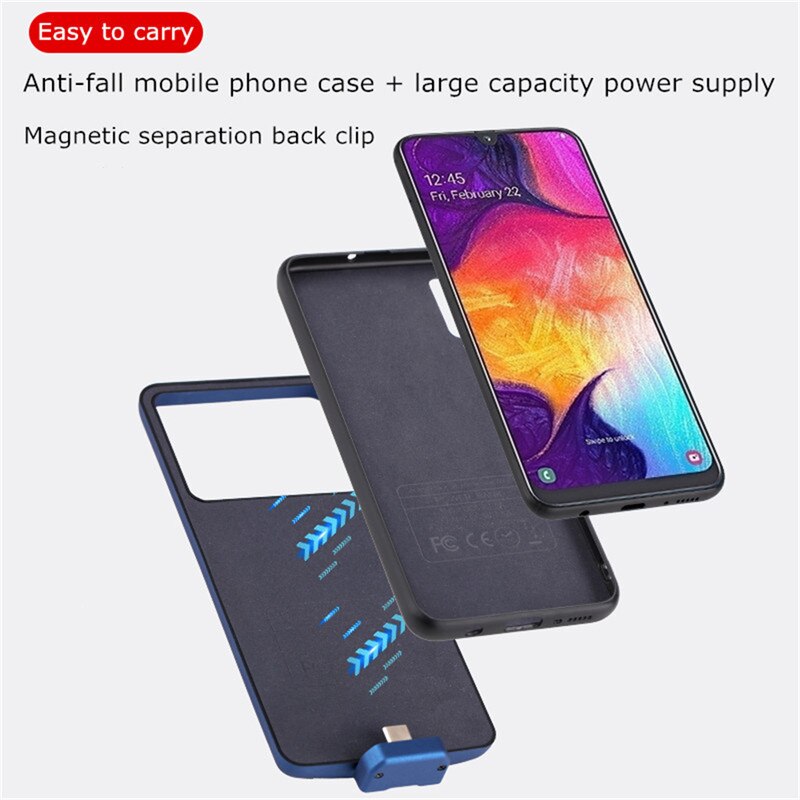 Kqjys 7000Mah Magnetische Smart Battery Charger Cases Voor Samsung Galaxy A52 5G Batterij Case Draagbare Power Bank Opladen cover