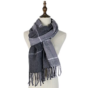Skjerf herre jacquard ull kashmir herre skjerf europeisk vendbar dusk vevde sjal inverno rutete herre skjerf varm myk boutique: Grå