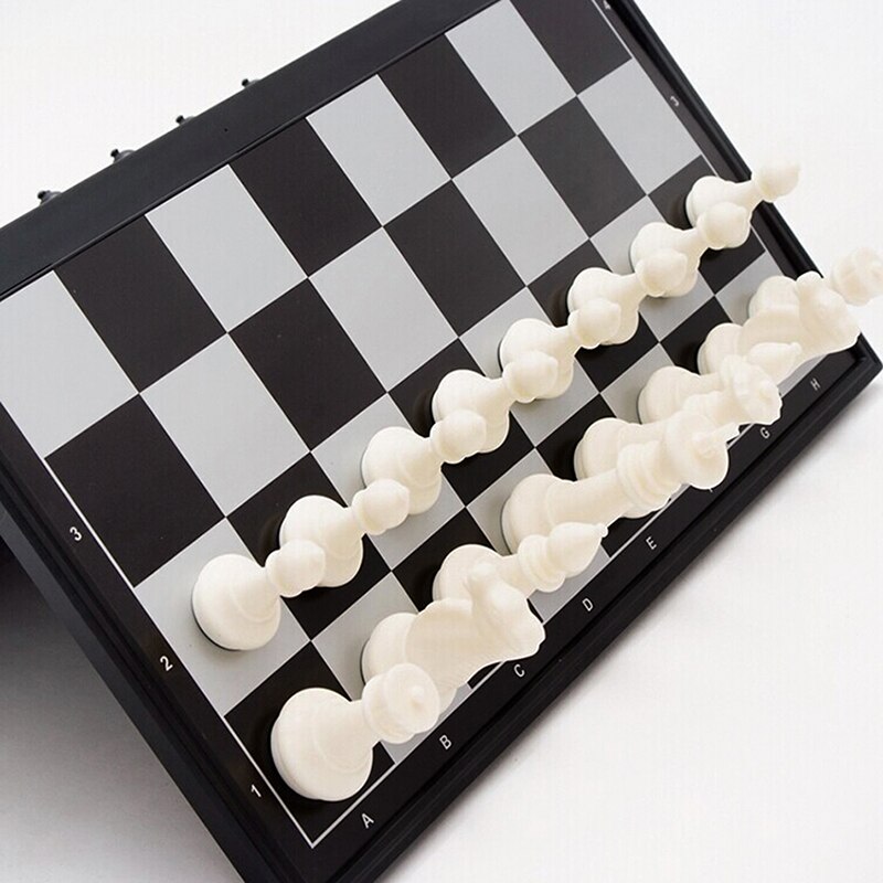 Portable Travel Magnetic Board Wooden Tournament Chess Set Plastic Pieces Kids