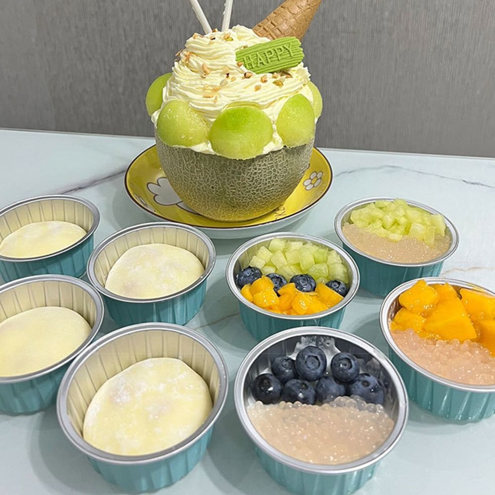 Molde de aluminio reutilizable para freidora de aire, taza de hojalata, 10 piezas, bandeja pequeña para hornear, vasos de papel de aluminio