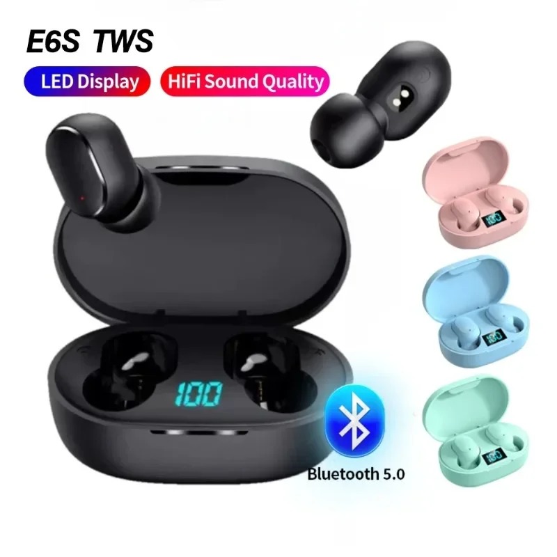 TWS E6S Fone Bluetooth-oortelefoon Draadloze Bluetooth-headset Ruisonderdrukkende headset met microfoon Koptelefoon voor Xiaomi Redmi