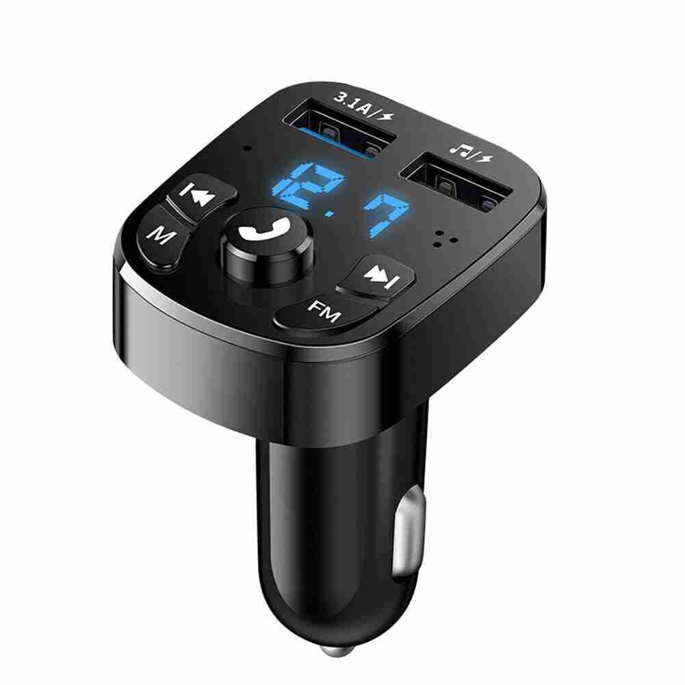 Bluetooth-compatible FM Transmitter Car Player Kit Card Car Charger Quick 3.0 Dual USB Voltmeter Aux 12V 24V Car Transmitter