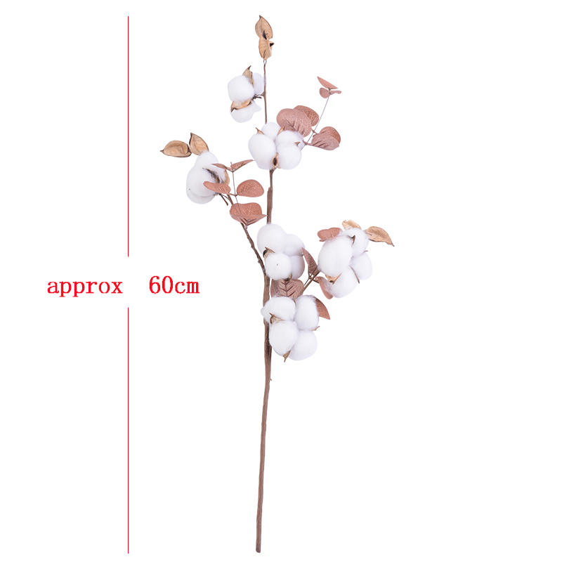 Branche de fleur artificielle en coton naturel, 1 pièce, pour décoration de mariage, noël, couronne faite à la main, fleur de Kapok, fournitures de décoration pour la maison: Style A