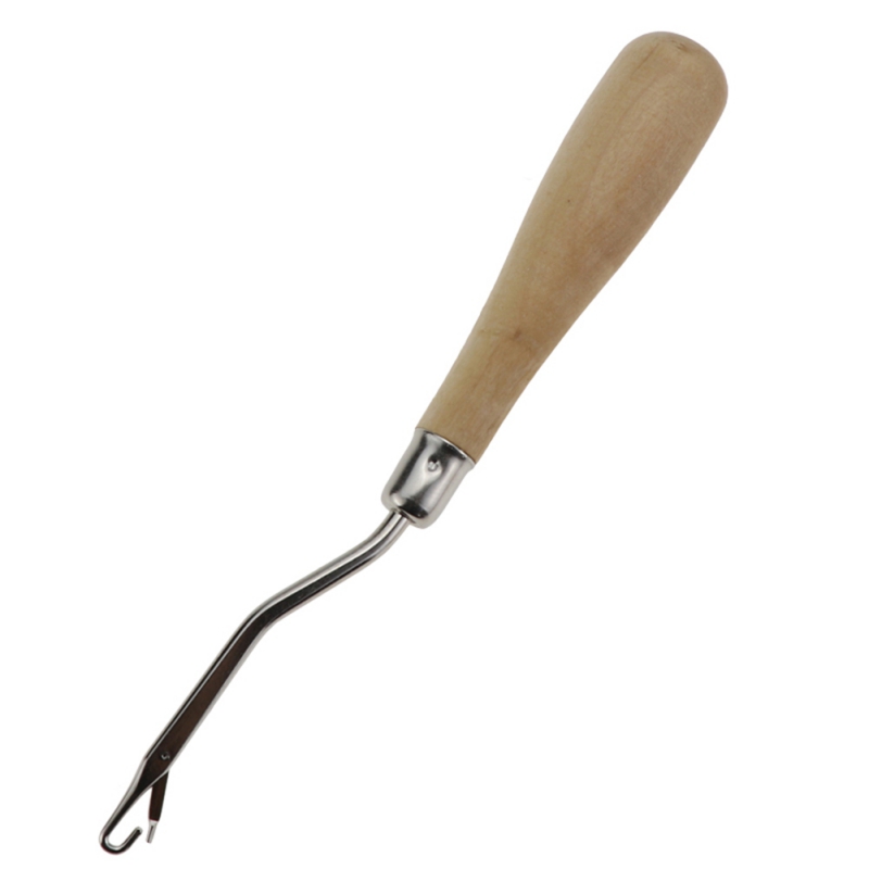 Wool Crochet Tool with Wooden Handle Manual Hair Crochet Sewing Tool DIY Weaving Accessories for Repair Sweater Socks