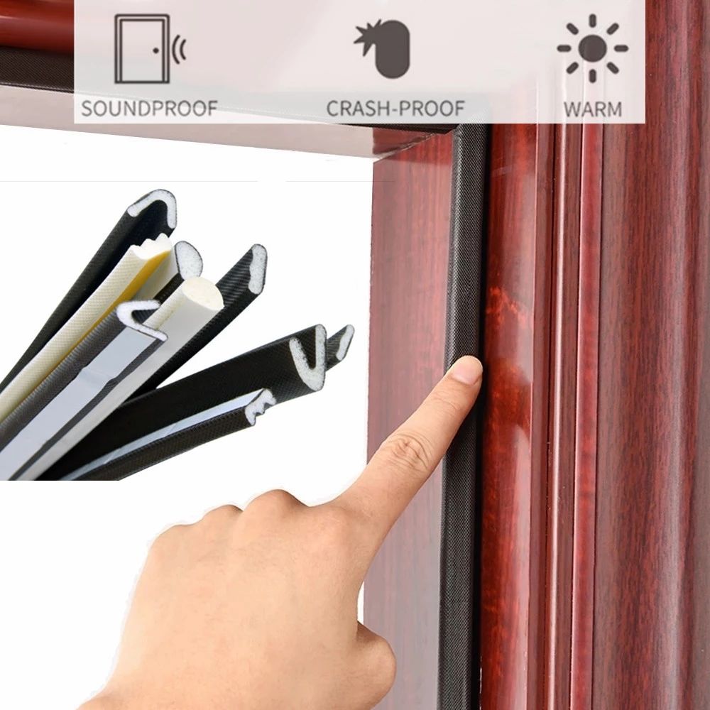 Tira de sellado anticolisión para puerta, burlete autoadhesivo para relleno de huecos, burlete para ventanas, 5M, excluidor de calado