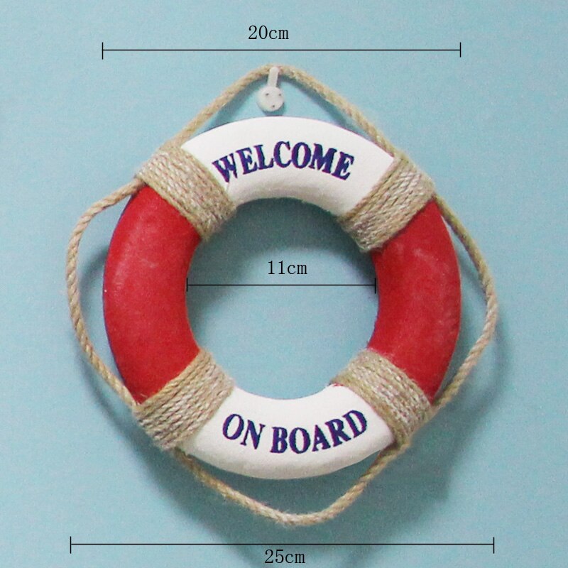 Welcome Wall ornament Life Buoy Foam Aboard Nautical Life Lifebuoy Ring Boat Wall Hanging Mediterranean Style Home Decor