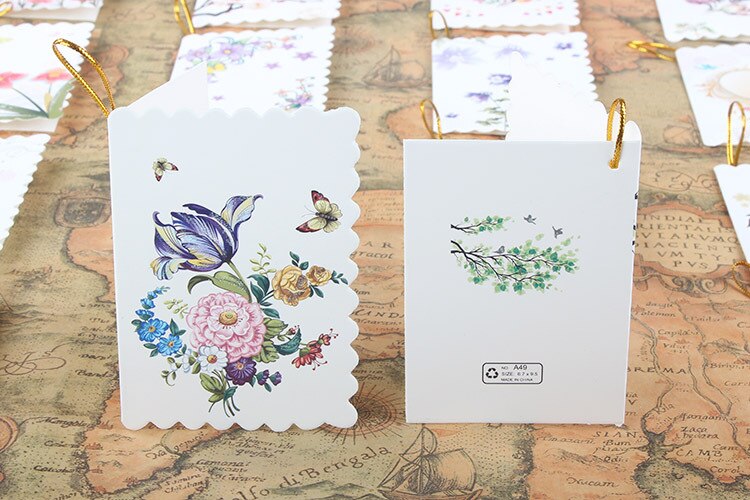 80pcs Beautiful Small Greeting Card Flash Pink Flower Birthday Card Family Message Card