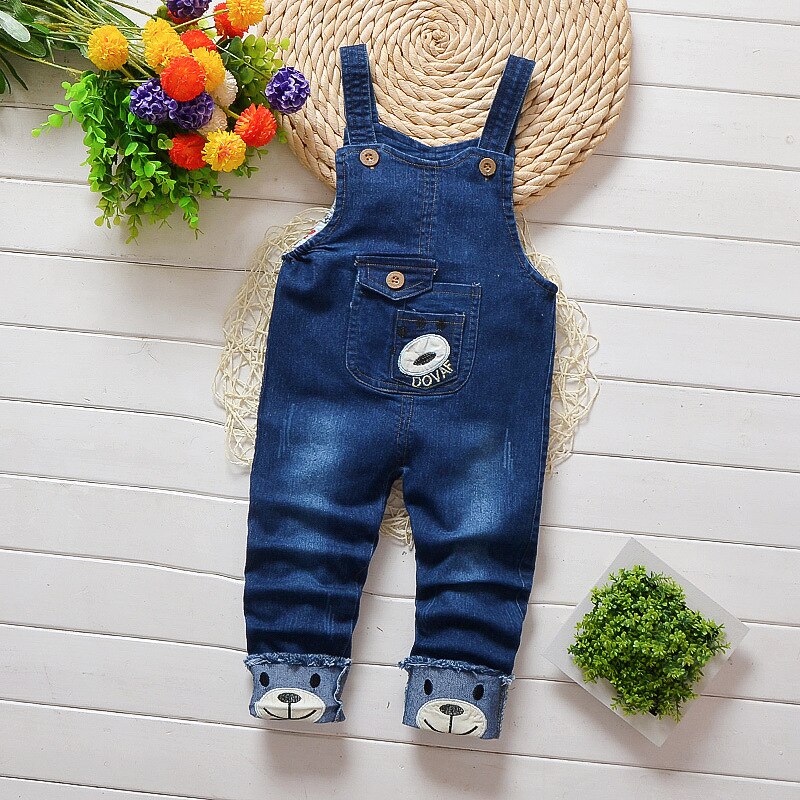 DIIMUU 1 2 3 Years Toddler Boys Long Pants Baby Denim Overalls Dungarees Kids Boy Jeans Jumpsuit Boys Bottoms Trousers Clothing: 9-12M