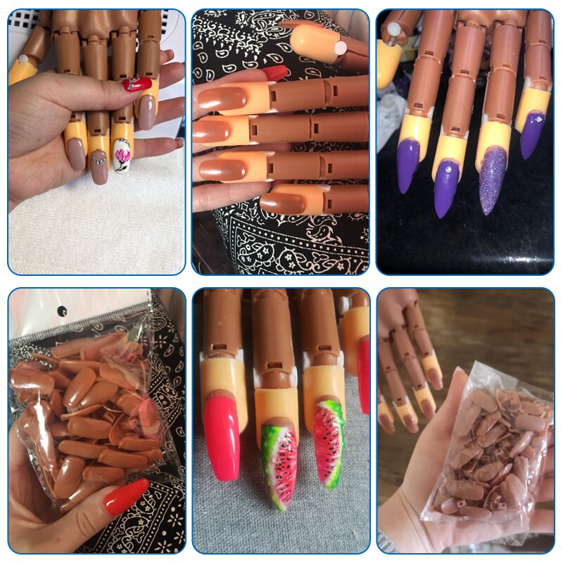 Manicure Practice Hand Flexible Reusable Hand Model Bendable Finger With Nail Tips Adjustable Training Model Hands Nail Art Hand