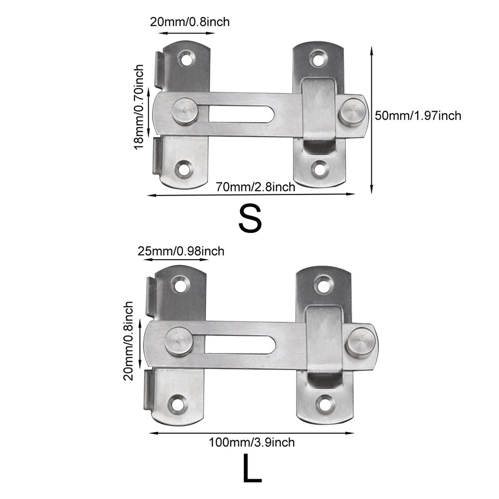 2pcs/pack Hardware Gate Latches Security Window Stainless Steel Door Bolt With Screws Drawers Bathrooms Furniture Cabinet Flip