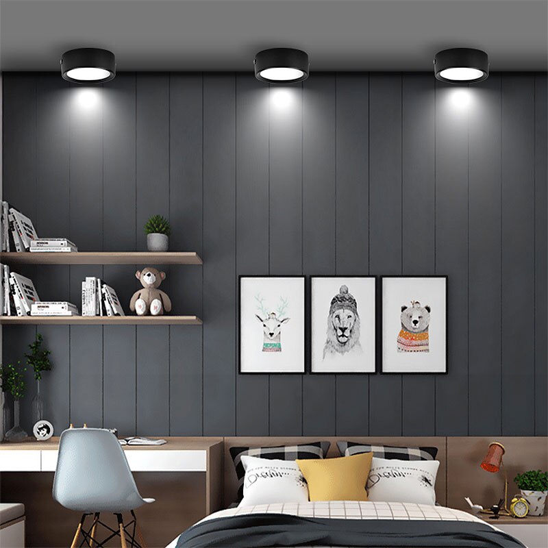 Led downlight moderne loftslampe overflademonteret spot led 3w 5w 7w 9w 12w 15w 18w ultra tynd soveværelse stue belysning 220v