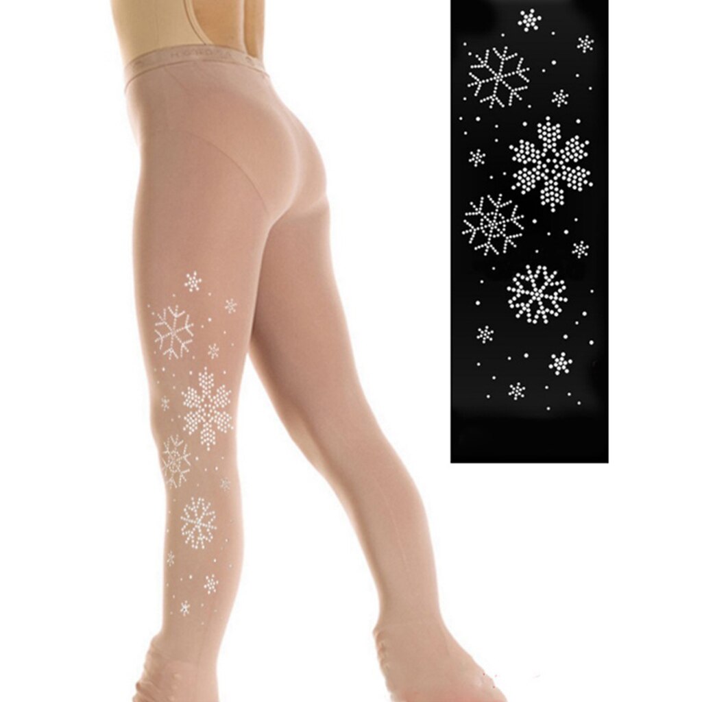 Ice Skating Tights Girls Women Over Boots Footless Tights Leggings Buckled Compression Pants Crystals Rhinestone Skate Pants