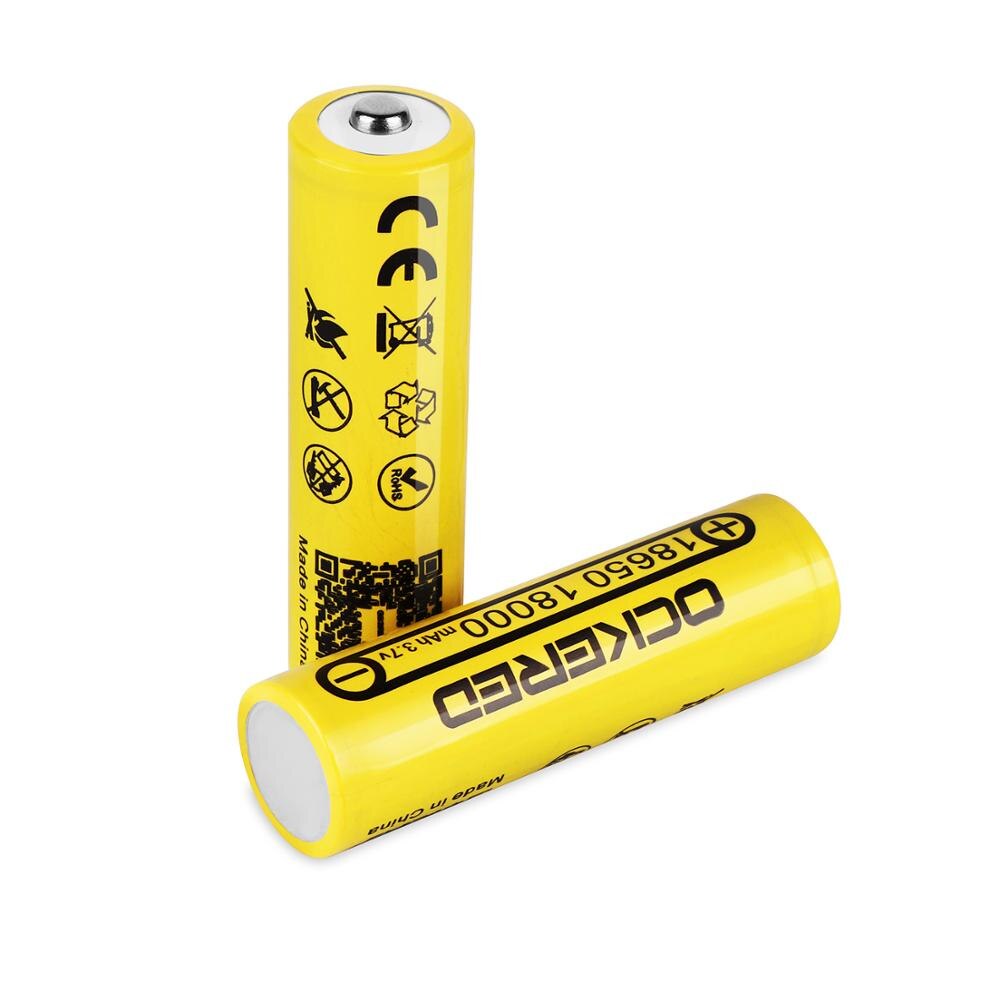 Ockered 18650 Battery 3.7V 18000mAh Lithium Rechargeable Battery For Flashlight PCB Battery with Free 18650 USB Battery Charger