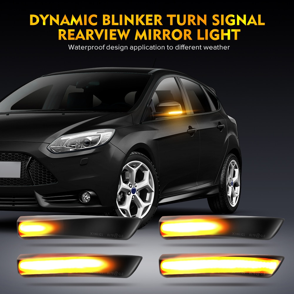 2 stk dynamisk blinklys led sidevinge bakspejl indikator blinklys til ford focus 2 3 mk2 mk3 mondeo  mk4