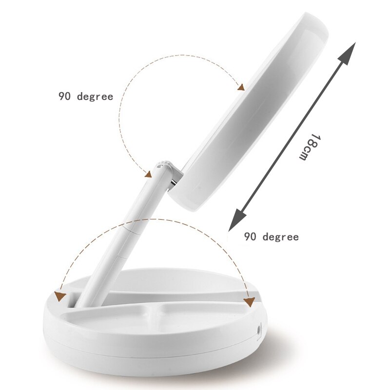LED Makeup Mirror with Ring Light HD Vanity Mirrors Smart Touch Control Illuminated Stand Up Desk Table Mirror USB Charge