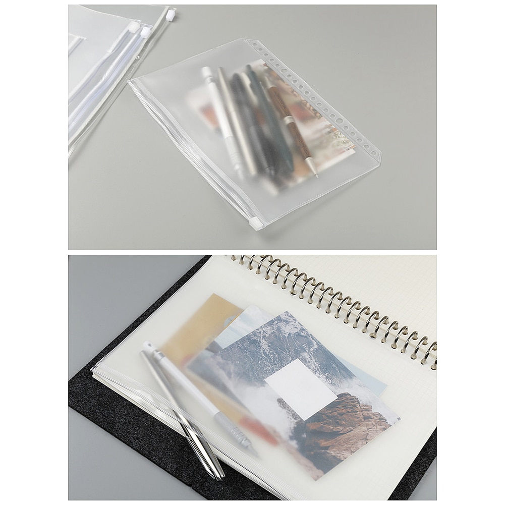 12 Uds. De archivadores de tamaño A5/A6/A7, Carpetas con cremallera para archivador de 6 anillas, bolso de PVC impermeable
