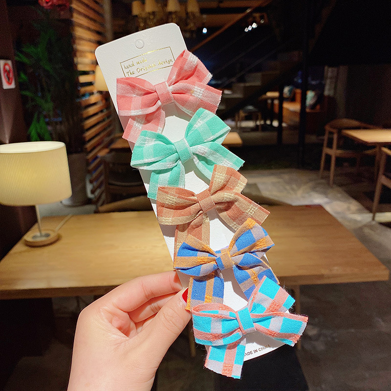 Horquillas de estrella con estampado de cuadros para niñas, pinzas para el pelo, diadema dulce, pasadores, accesorios de lazo de , 5 piezas por juego: Gris oscuro