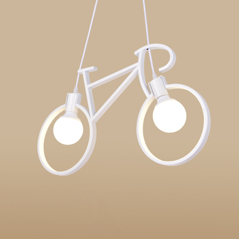Jern cykel vedhæng lys hjem deco industriel hængende lampe loft stue hængelampe soveværelse lampe restaurant køkken inventar: Hvid farve