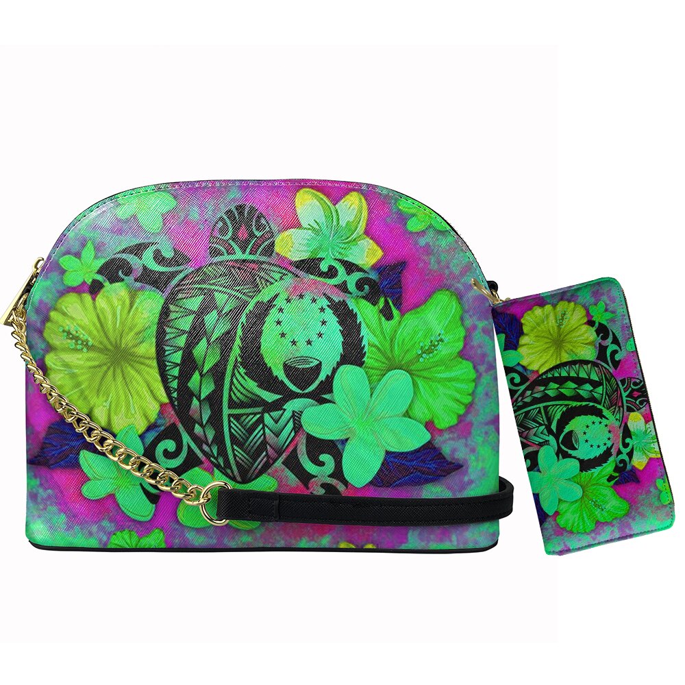 Nopersonality Pohnpei Vrouwen Schoudertas Polynesische Plumeria Gedrukt Luxe Lederen Crossbody Tas En Portemonnee Sac A Main: Sky Blue / only shell bag