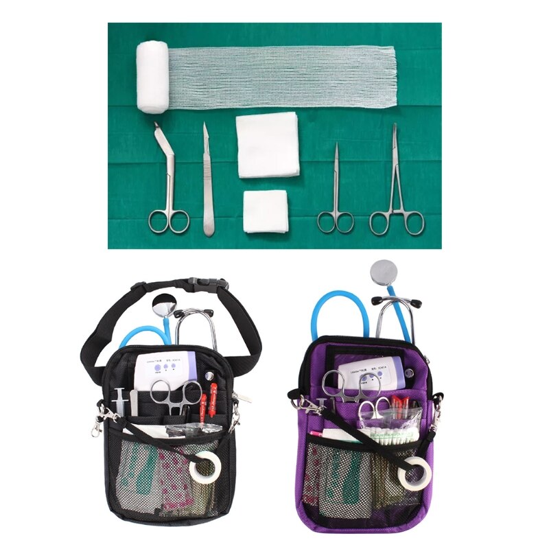 Nursing Bag for Nurse with Tape Holder Multi Compartment Belt Pouch Fanny Pack Waist Tools Stethoscopes Other Supplies