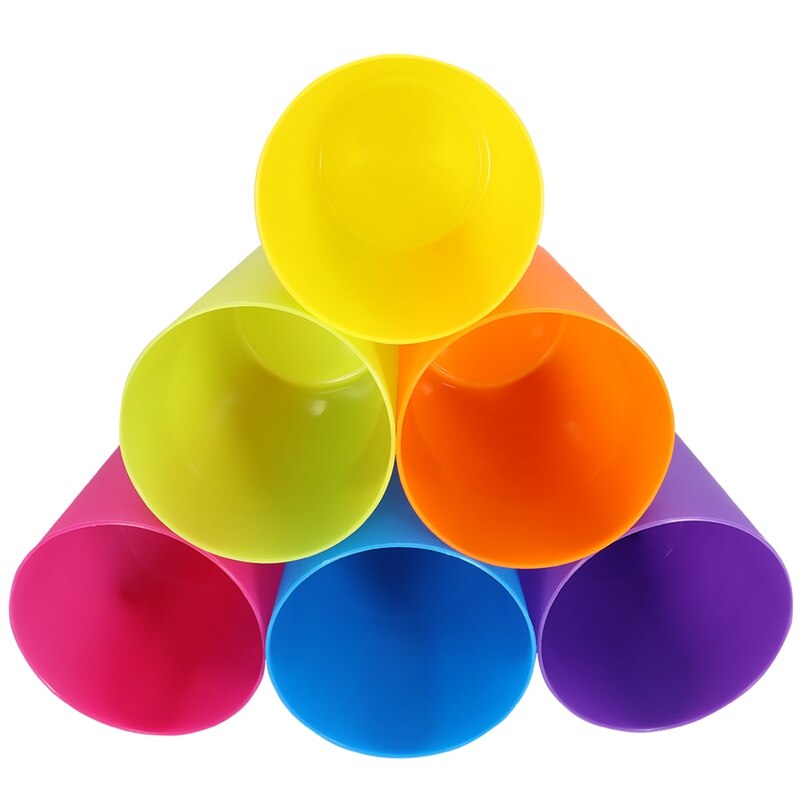 18 Pcs/set 6 Colors Plastic Rainbow Cups Portable Reusable Picnic Travel Water Mugs Trendy Funny Kids Drink Cup Kit