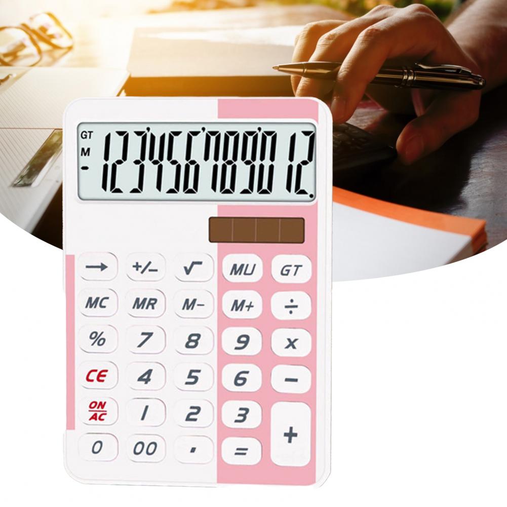 Large-Screen Display Financial Accounting Calculator 12 Digits ABS Portable Solar Office Computer Calculator