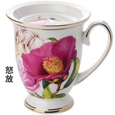Koffie Mok Met Deksel 300Ml Wit Bone China Porselein Thee Kopjes Met Deksel Luxe Dessert Schotel Engeland Middag thee Mok: 7