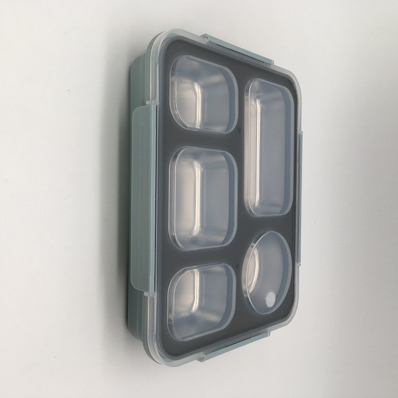 Rvs Lunchbox Voor Kid Verwarmd Lunchbox Keuken Accessoires Bento Box Maaltijd Prep Voedsel Container Opslag: Blue 5 grip