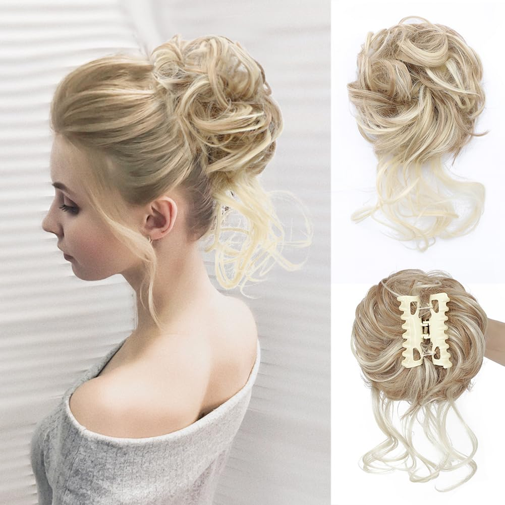 Synthetic Messy Bun Hair Piece Claw Clip Tousled Updo Hair Buns Hairpiece Extensions Curly Faux Bun Hair Pieces for Women